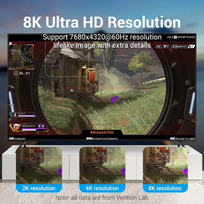 Vention 8K DisplayPort 1.4 Cable 144Hz 60Hz 4K HDR 165Hz Display Port Audio Cable 32.4Gbps for Video