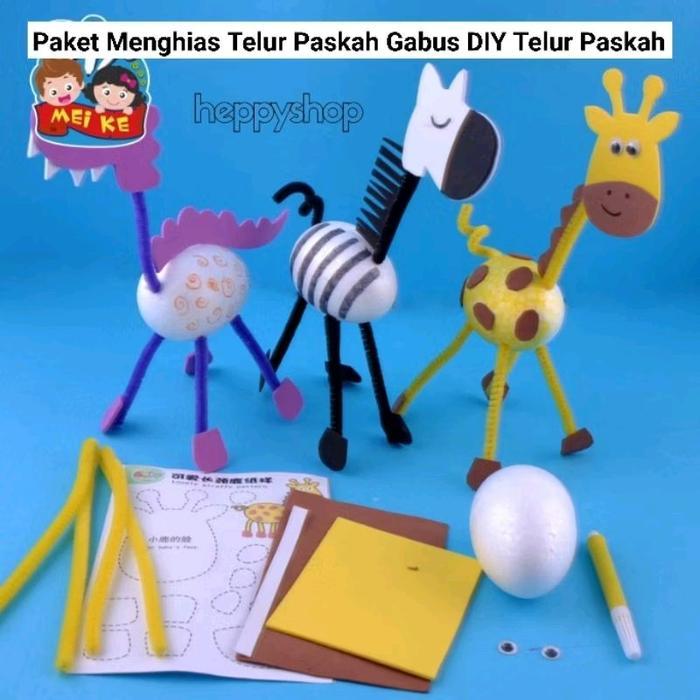 mhej- Paket Menghias Telur Paskah Gabus Diy Telur Paskah, Telur Plastik