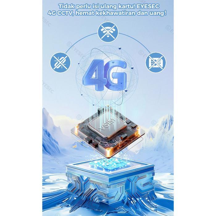 Cctv Eyesec 4G Tenaga Surya 6Mp Ip Camera Outdoor Siap Pakai Tanpa Wifi & Kartu Sim Solar Cctv Kuota