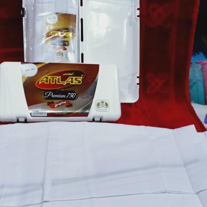1ysl- Sarung Putih Polos Atlas Premium 750