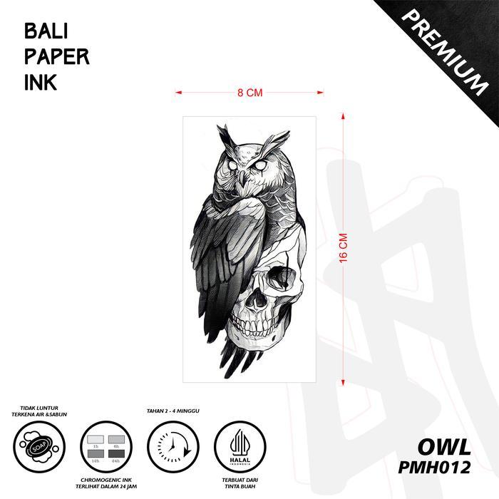 Tato Owl PMH012 Premium Stiker Tato By Bali Paper Ink Temporary Tatto