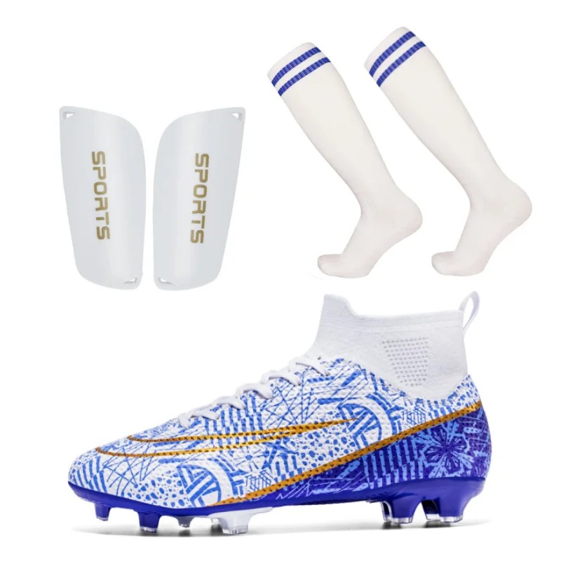 Football Shoes Three In One Set Men'S Soccer Shoes Soccer Sock Soccer Plastic Shin Guard Adults Kids