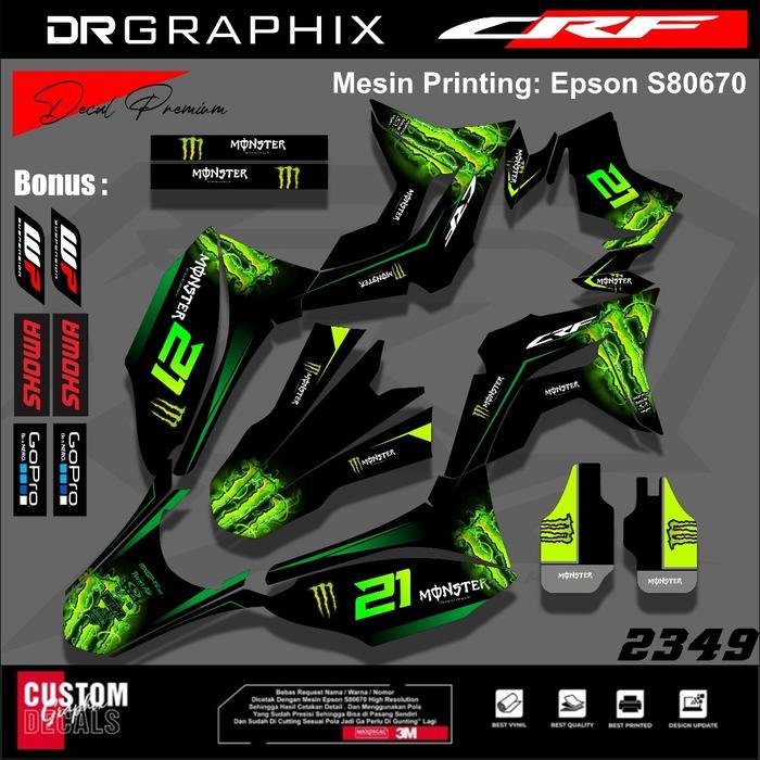 DECAL STICKER CRF 150 L FULL BODY / CRF SUPER MOTO MONSTER ENERGY ( BEBAS CUSTOM ) - HIJAU