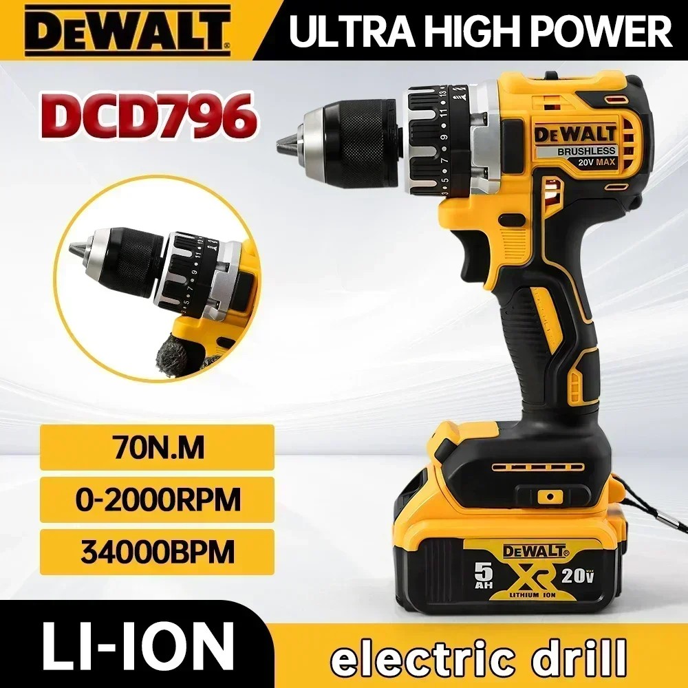 Dewalt DCD796 Cordless Brushless Impact Drill Brushless Drill Multifunctional Rechargeable Portable