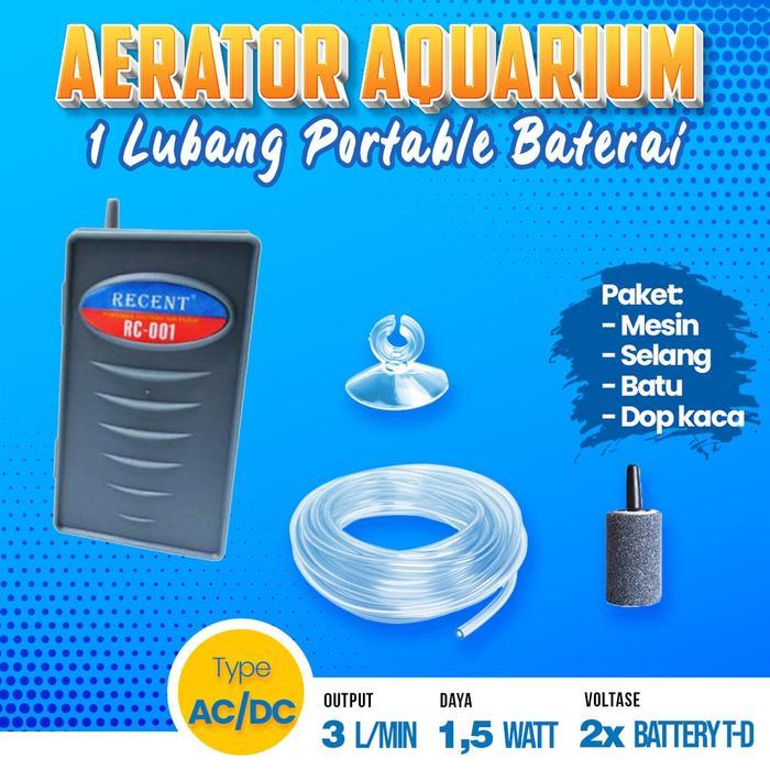 Mesin Aerator Baterai Aquarium Air Pump Mesin Gelembung Udara 1 Lubang radiator aquarium