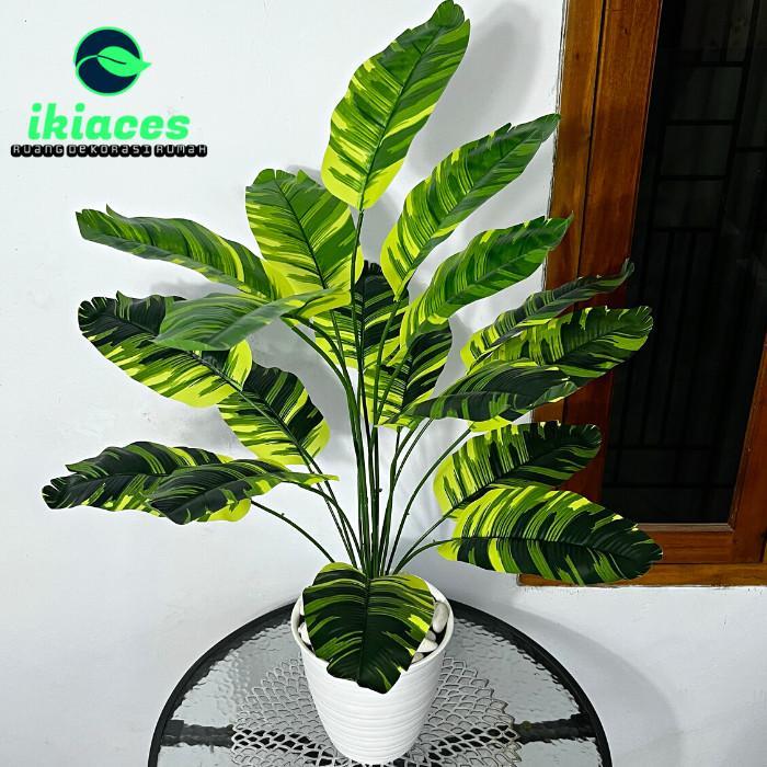 gdyd- Daun Pisang Jumbo Artificial Corak Daun Pisang Plastik Bunga Pot Hias