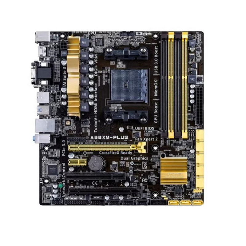 AMD A88X A88XM-PLUS motherboard Used original Socket FM2 FM2+ DDR3 64GB USB2.0 USB3.0 SATA3 Desktop 