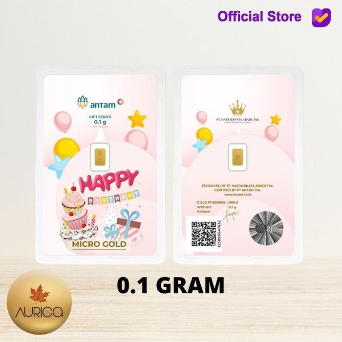 Logam Mulia Micro Gold Antam Hartadinata 0.1 Gram 0.1Gr Birthday Cake