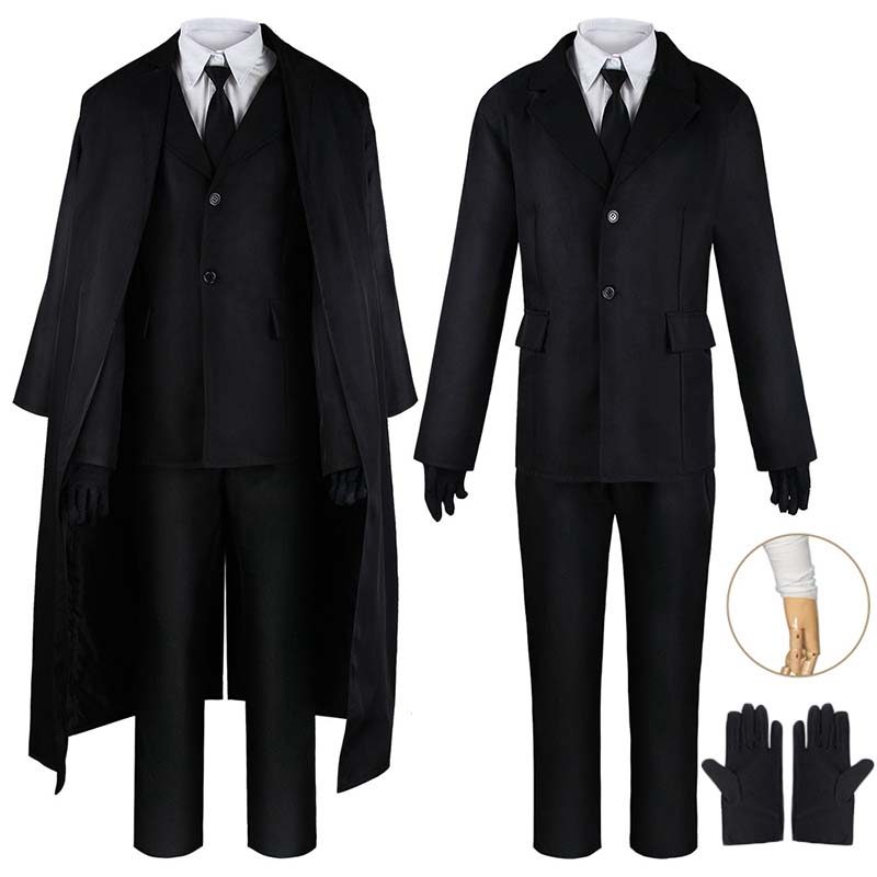 Dazai Cosplay Costume Black Trench Jacket Pants Gloves Bandage Dazai Osamu Outfits Uniform Halloween