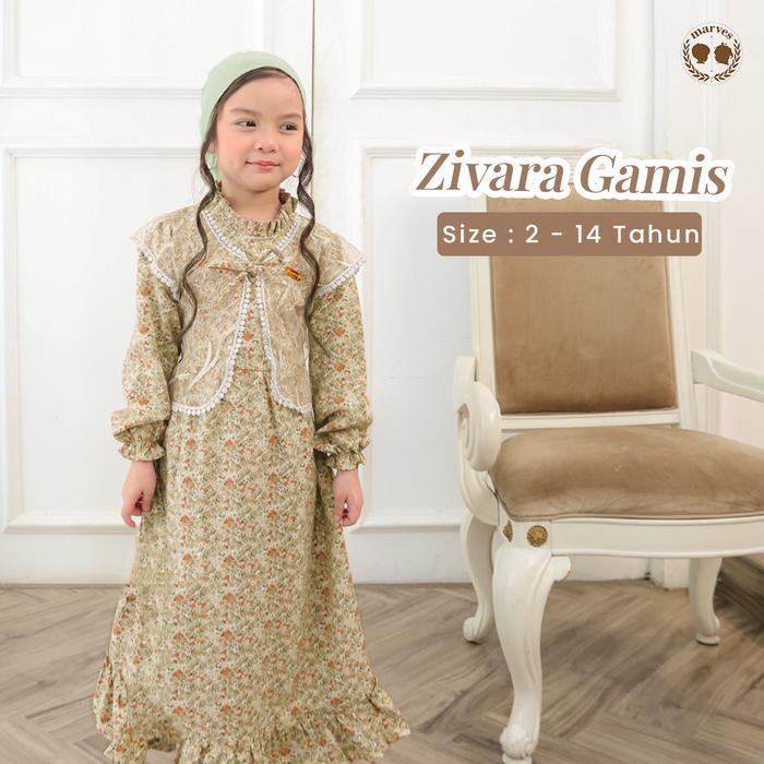 ec9o- Marves - Zivara Setelan Lebaran Gamis Muslim Anak Perempuan Hijab Bahan Shakilla Mix