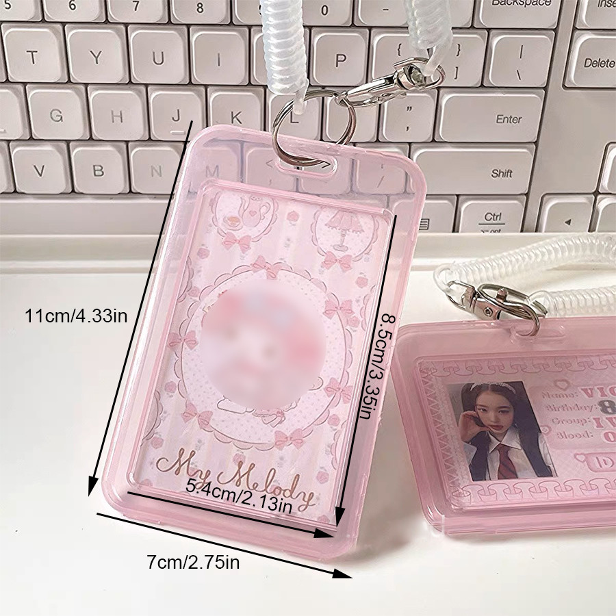 Sharkbang Pink PostCard Holder INS Keychain Card Protective Cover ID Student Cards Case Anti-loss Ro