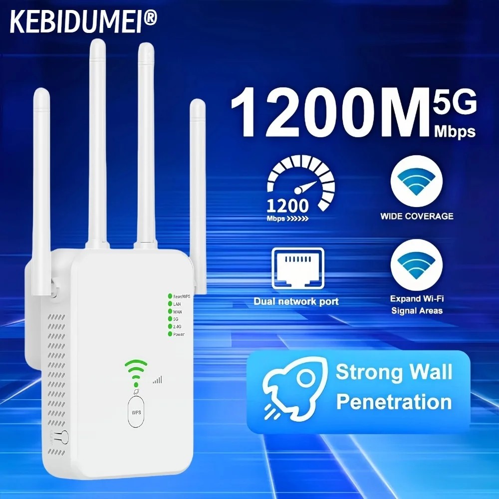 1200Mb Wifi Repeater Wireless Router High 4 Antenna Network Amplifier Repeater Dual Band 2.4G 5G