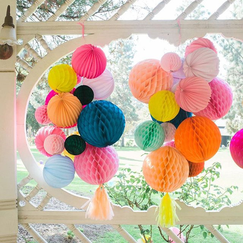 4/6/8/10/12/14/16inch Honeycomb Ball Paper Flower DIY Hanging Paper Ball Wedding Birthday Party Deco
