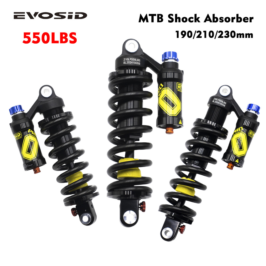 EVOSID Mountain Bike Rear Shock Absorber 550LBS Suspension Spring Soft Tail Shock 190mm/210/230mm