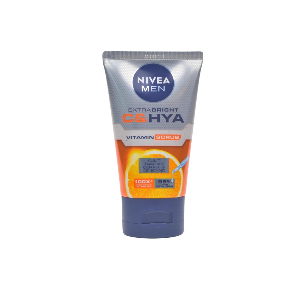 NIVEA MEN  - EXTRA BRIGHT SCRUB FACIAL WASH 100 GR | C & HYA VITAMIN, DARK SPOT MINIMIZER, WHITE OIL