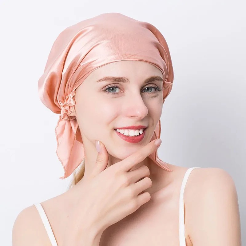 100% Natural Mulberry Silk Sleeping Cap Silk Shower Cap Nightcap Housework Cooking Hair Care Bonnet