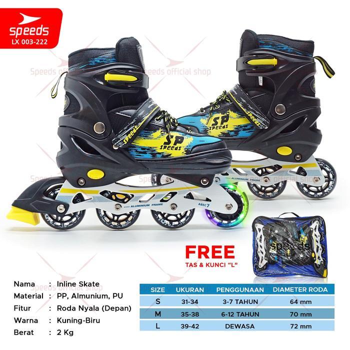 [Voucher] SPEEDS Sepatu Roda Anak Dewasa Inline Skate Roda PU Karet Nyala Roller Skate Outdoor