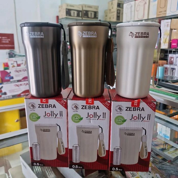 912709 Vacuum Mug w/ Filter Jolly II 500ml, SUS 304, Zebra made in Thailand, Warna Gold Silver dan
