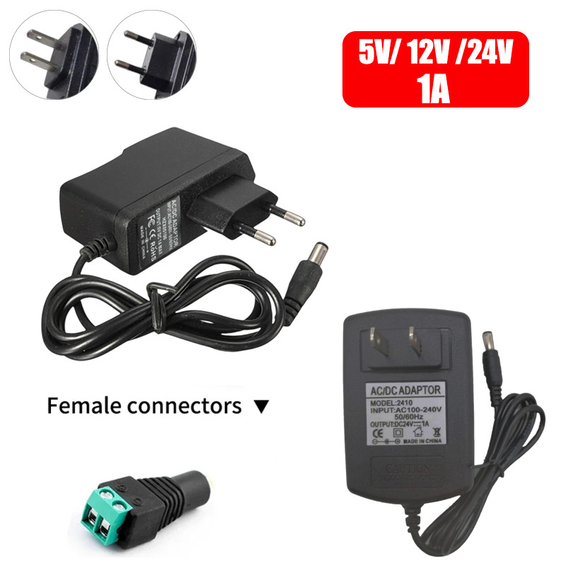 Ac 100V-240V Converter Adapter Dc 5V 12V 24V 1A Switching Power Supply Adapter Dc 5.5Mm X 2.1Mm With