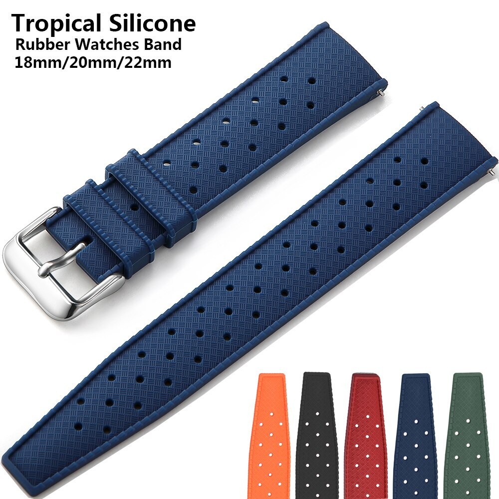 New Tropical Rubber Strap For Oris Seiko Citizen Quick Release Watch Band 18Mm 20Mm 22Mm Silicone