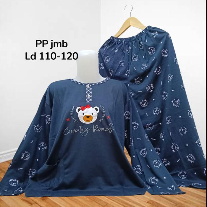 Santaibju- Set Pp Baju Tidur Kaos Lengan Panjang Dan Celana Panjang Jumbo Babydoll Wanita 3Xl Ld