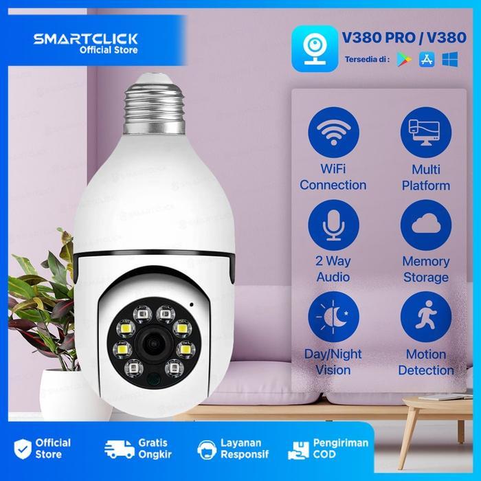 CCTV Wifi 360 derajat 1080P 3MP Lampu IP Smart Kamera CCTV 3D Original