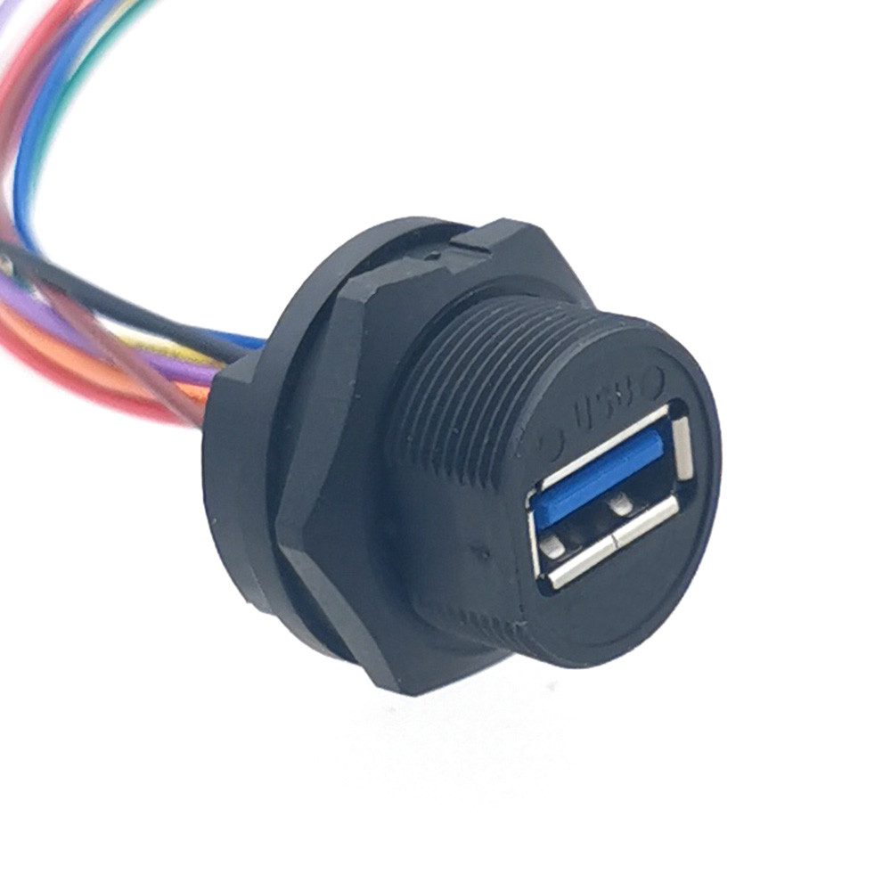 1pcs Type A USB 3.0 Waterproof USB3.0 Female Socket Data IP67 Female Panel Mount 3.0USB Connector