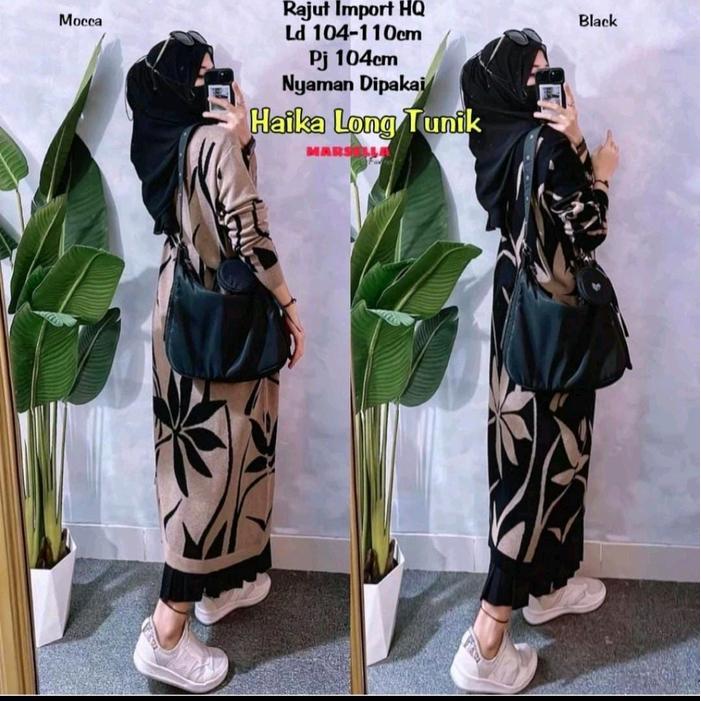Tunik Wanita Rajut Import Motif Daun