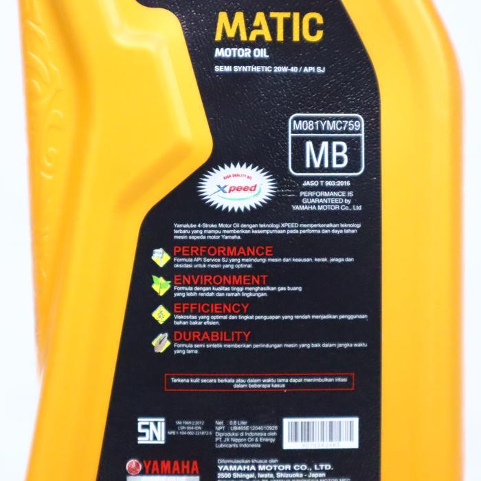OLI YAMALUBE MATIC 20W-40 0.8L - OLI MOTOR MATIC YAMALUBE 20W-40 800ml