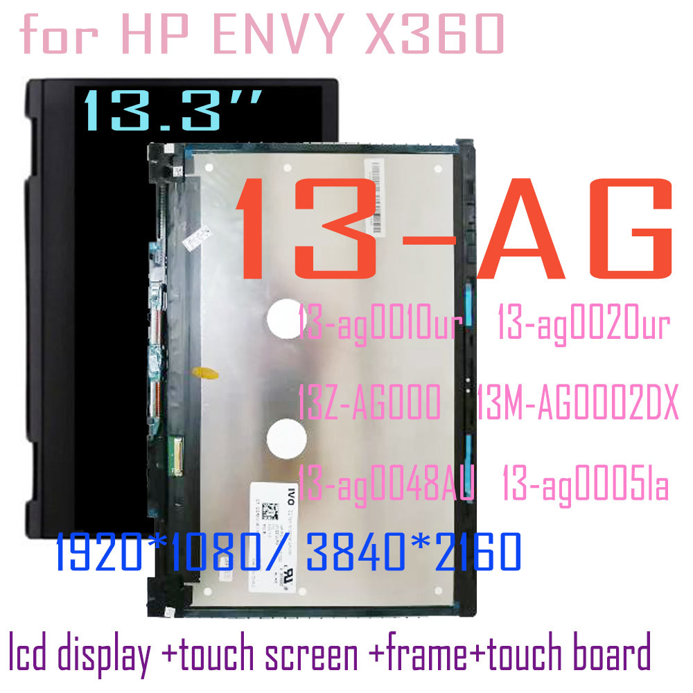 13.3" For Hp Envy X360 13-Ag Lcd Display Touch Screen Digitizer Assembly Frame 13Z-Ag000