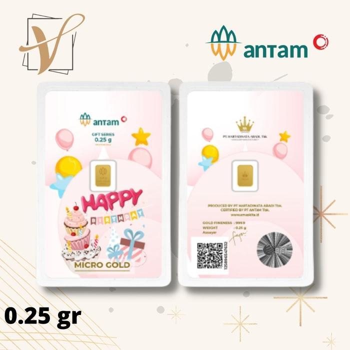 Logam Mulia Antam Hartadinata Micro Gold 0.25 Gram Birthday Cake
