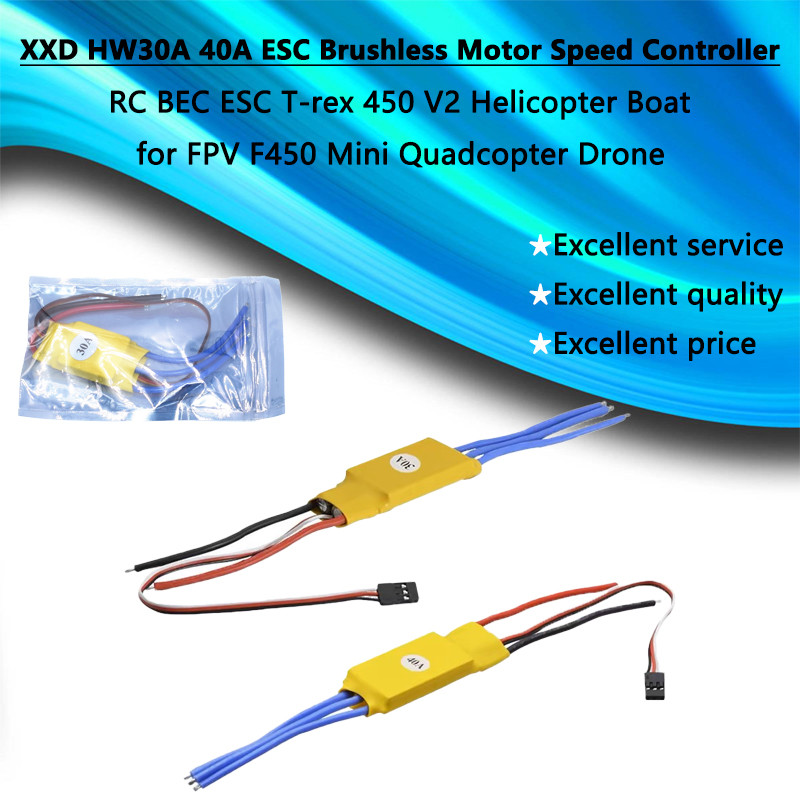 Xxd Hw30A 30A40A Esc Brushless Motor Speed Controller Rc Bec Esc T-Rex 450 V2 Helicopter Boat For
