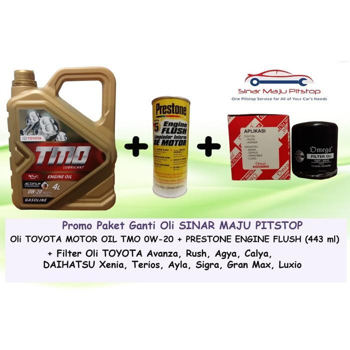 Paket Ganti Oli Mobil TOYOTA AVANZA & RUSH & AGYA & CALYA - TMO 0W-20 API SN ORIGINAL 4 Liter &