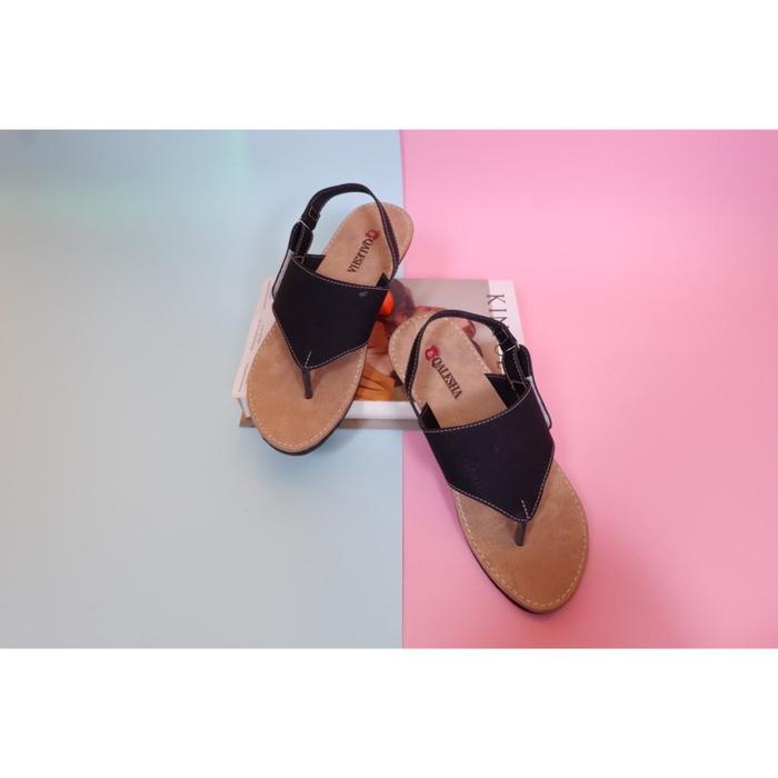 Sandal Jepit Wanita Tali Belakang Teplek Non Slip Sendal Wanita Flat Jepit - Tali Jepit Hitam