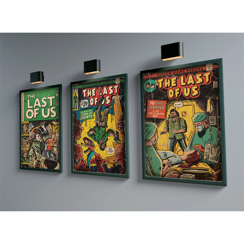 Retro Pop Action Game Heroe Comic Poster The Last of Us God of War Uncharted Canvas Print Wall Art D