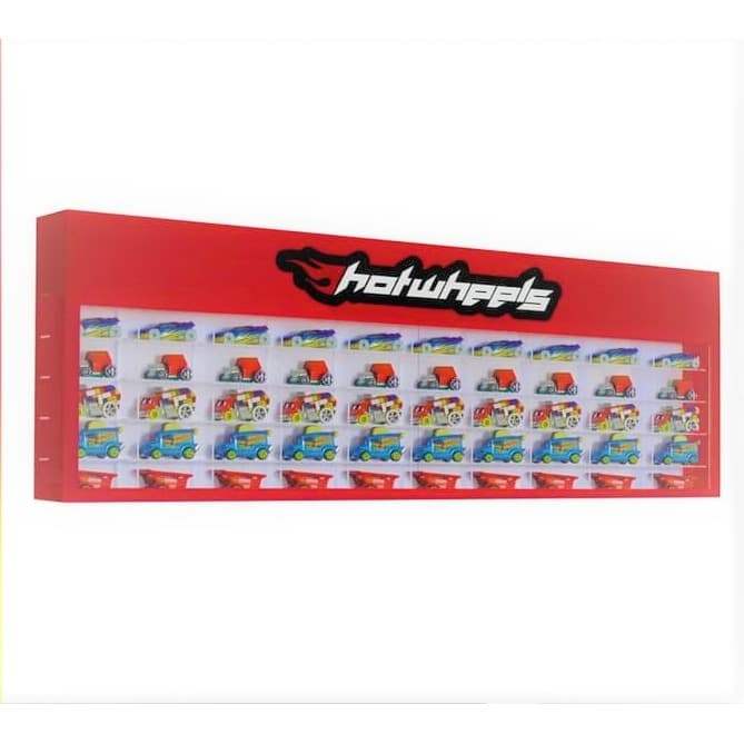RAK AKRILIK HOTWHEELS ISI 50 LANDSCAPE dengan HEADER