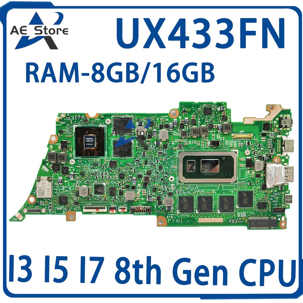 UX433F For ASUS ZenBook 13 UX433FN UX433FA UX433 Laptop Motherboard Mainboard I3 I5 I7 8G/16G-RAM MX