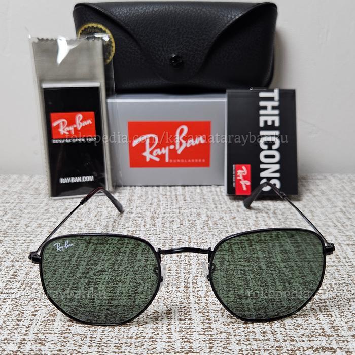 Kacamata Rayban Hexagonal RB3548N 002 51 Black Lens Green Original