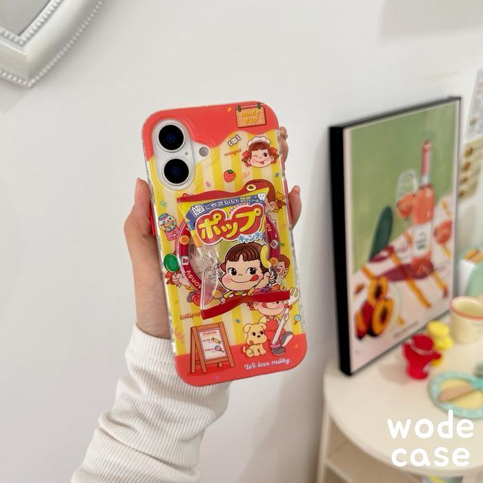 merdeka Milky Peko Candy Shop Protective Magsafe Case dan Magnetic Griptok untuk iPhone 13-16 Pro