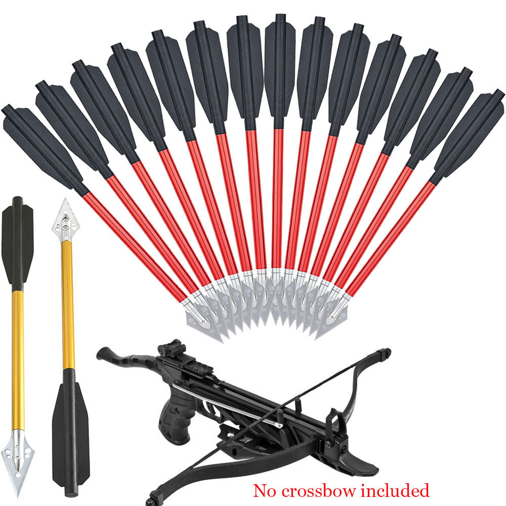6.7 inch Crossbow Bolts Aluminum Crossbow Arrows Steel Hunting Broadheads for 50-80lbs Crossbow