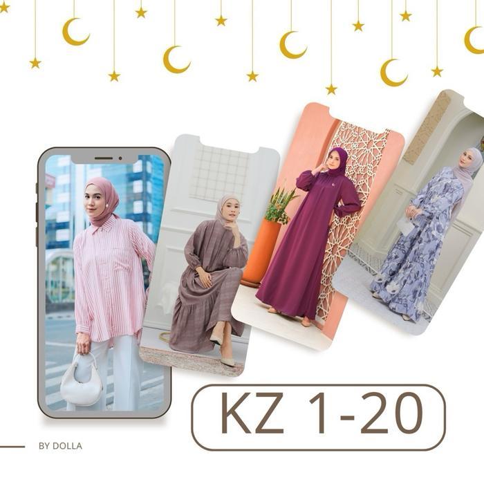 JaMinkwalitasnya- By Dolla - Kode Kz 1-20- Gamis Oneset Atasan Kulot Motif Polos Rayon Silk Katun
