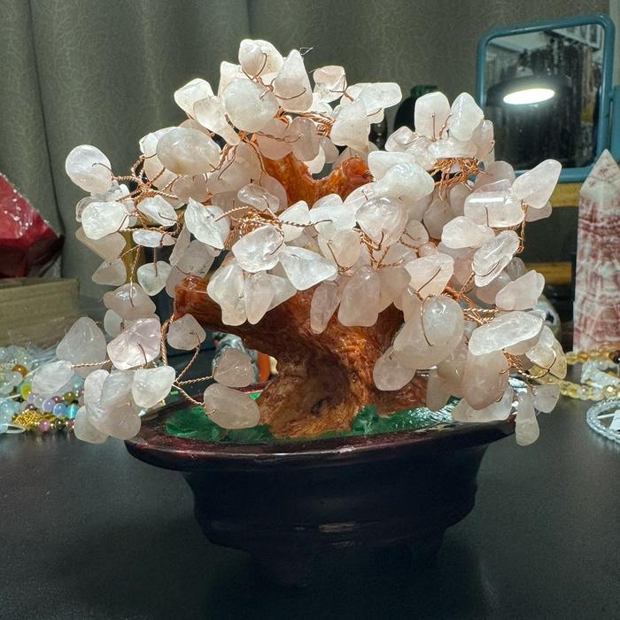 Digazsin_ Batu Alam Asli Pohon Rose Quartz Bonsai