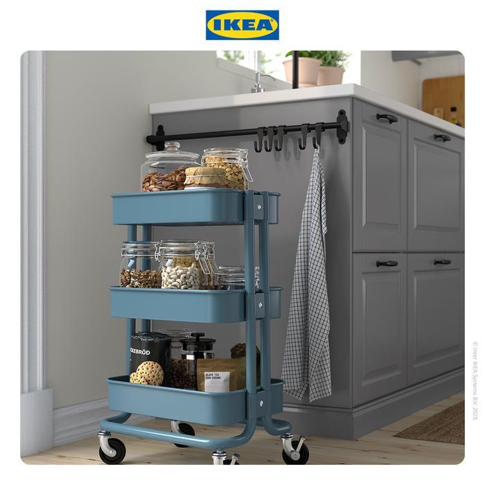 IKEA RASKOG Troli Dapur Serbaguna Abu-Biru 28x38x61cm