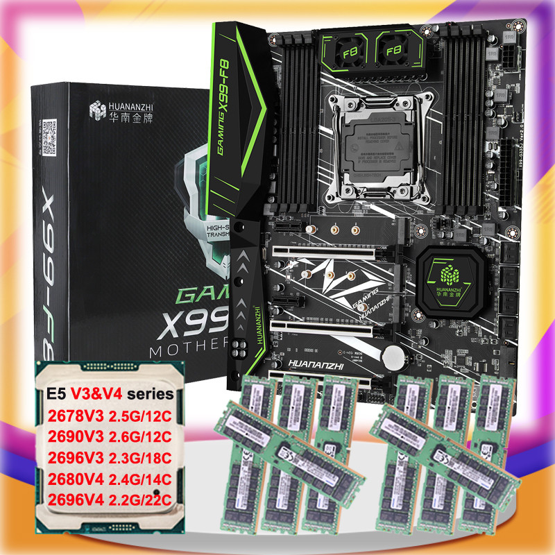 Gaming Computer Video Editing 3D Modeling X99-F8 Motherboard DIY CPU 2678 2696 V3 2680 2696 V4 256G 