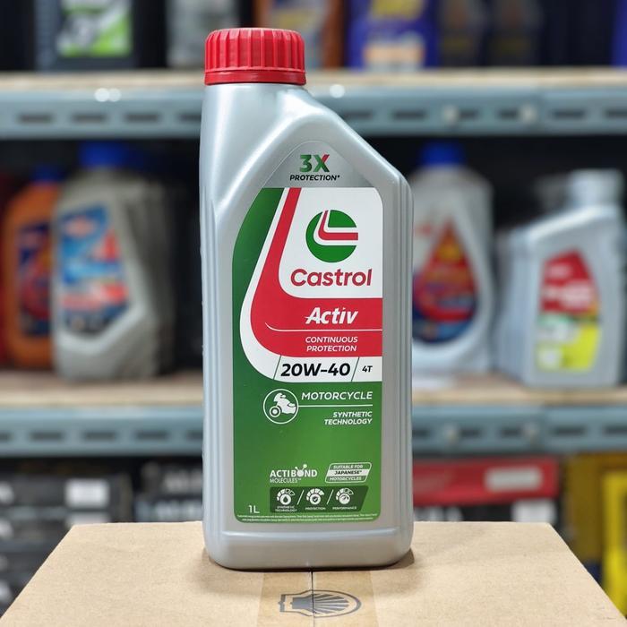 OLI MESIN MOTOR CASTROL ACTIV 4T 1 LITER ACTIBOND API SL JASO MA2 ASLI