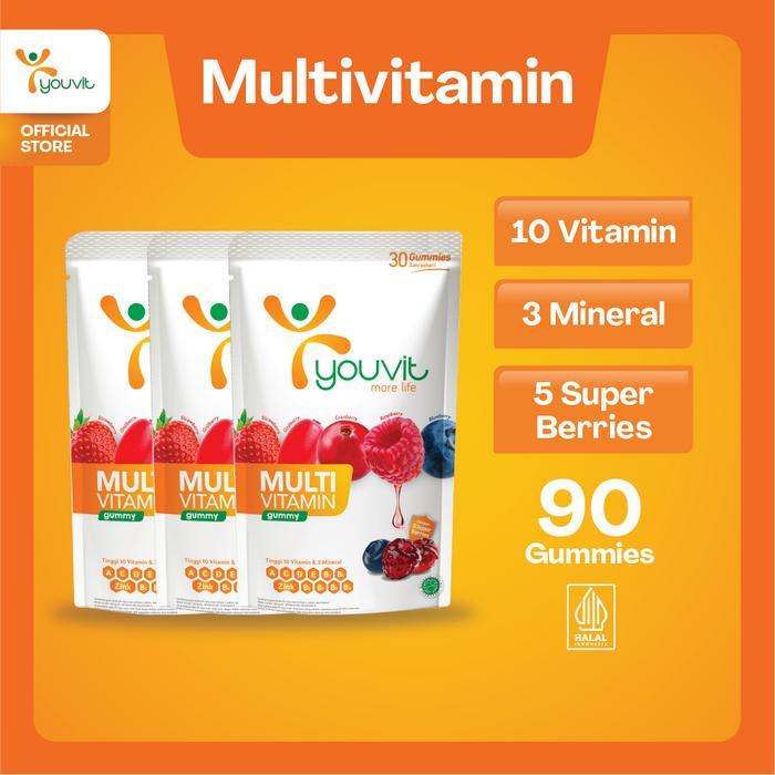 lebx- Multivitamin Gummy Dewasa Untuk Imunitas Youvit Multivitamin Dewasa 90 Hari Dengan