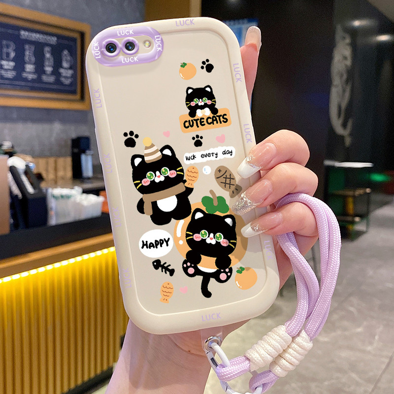 Casing Hp untuk OPPO A5 A3s A12E Realme C1 Case Casing HP Softcase silikon Kasing lanyard pribadi pe