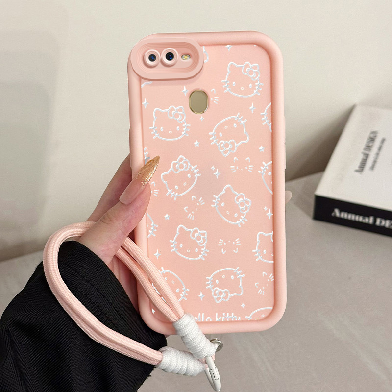 Casing Hp untuk OPPO A7 A5s A12 A12s A11K Case Casing HP Softcase Ponsel Soft Shell dengan Tali Sili