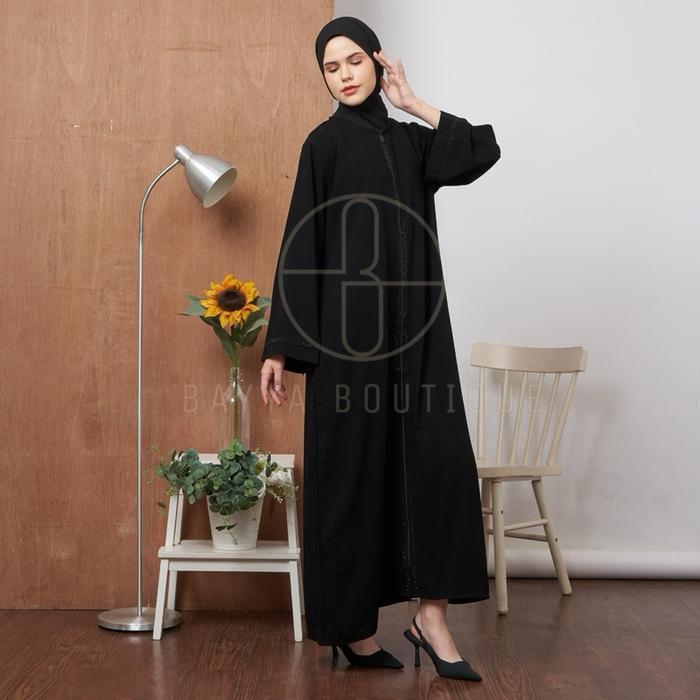 Abaya Saudi Premium Zipper Black Gamis Dubai Wanita Dress Pesta Abaya Mewah Dress Mewah Abaya Warna