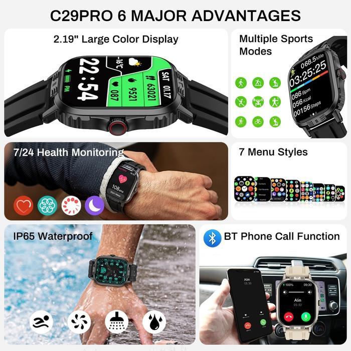 [Voucher] RAY VASI C29 SmartWatch Pria 2.19 Ultra Large Screen Metal Hard Case Bluetooth Call